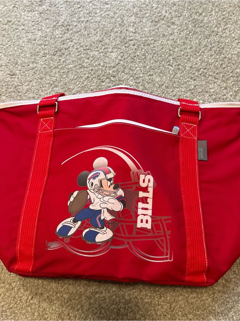 Buffalo Bills Mickey Mouse Disney Refrigerated Tote Cooler Bag Red Blue